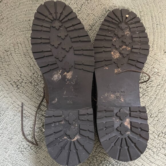 Men's Leather Dress Shoe Burgundy Wingtip Lace up Made in Italy Carson 8.5 - Picture 4 of 8